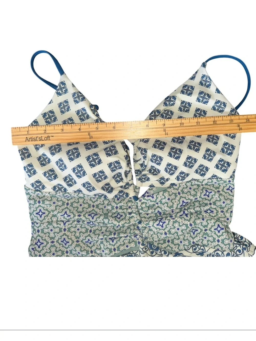 Boden Tile Print Lace-Up One Piece Swimsuit US 10 NWOT